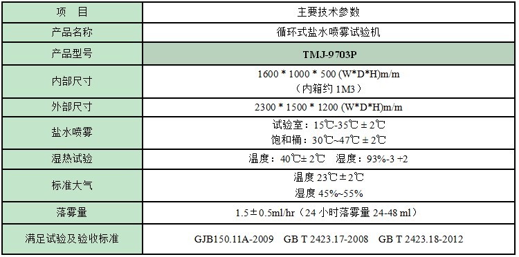 盐雾试验机规格参数